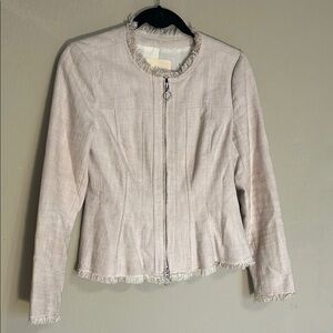 Rebecca Taylor Slub Suiting Peplum Zip-up Jacket. Size 4.